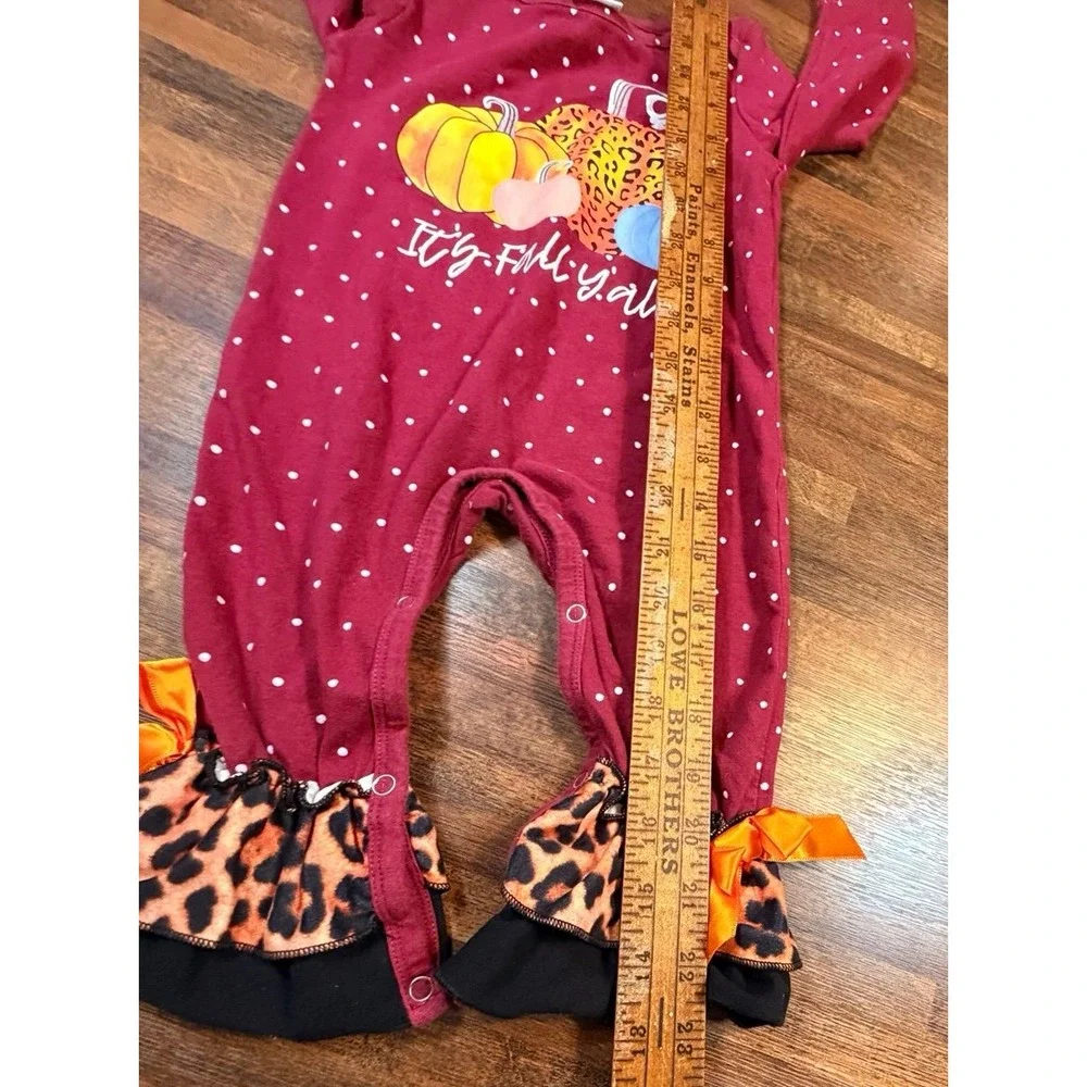 It's Fall Y'all infant girls one piece pumpkin romper.  Size 12-18 months.